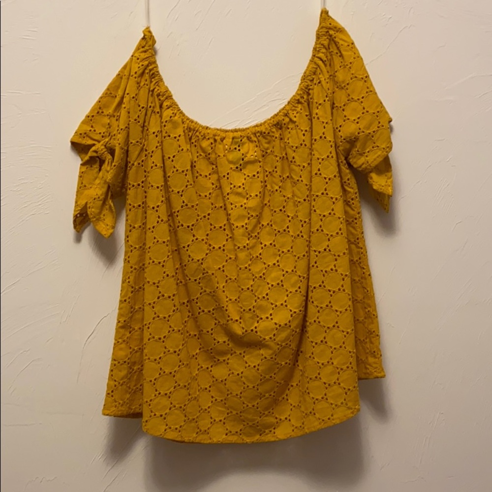 Off the shoulder perforated top